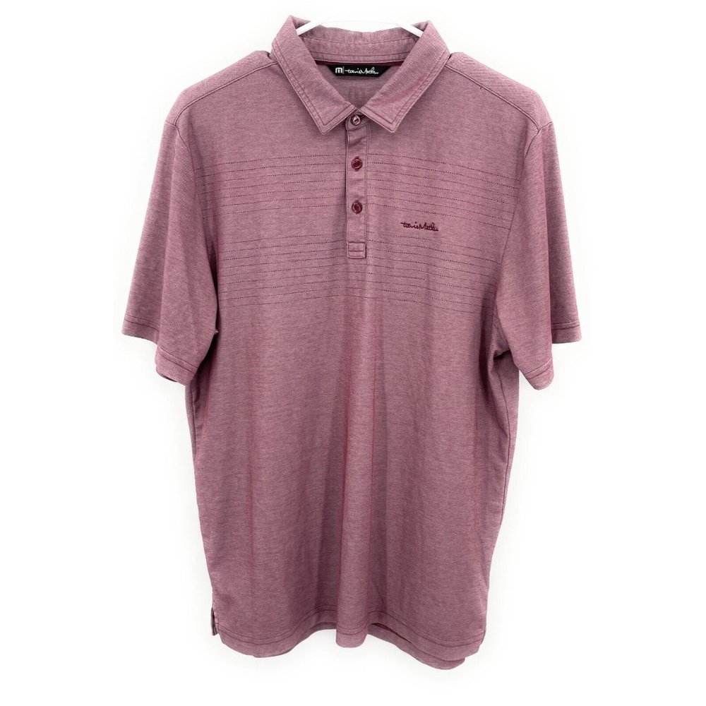 Travis Matthew Polo Shirt Mens L Maroon Short Sleeve‎ Golf Logo Casual
